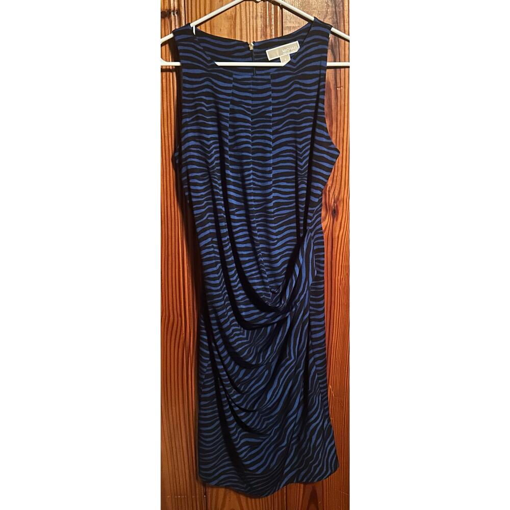 Michael Kors women’s blue zebra print dress sleeveless midi animal print  small